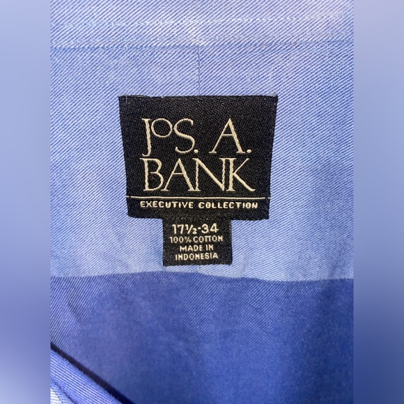 Jos. A. Bank Men's LS Dress Shirt-Executive Collection-Size 17.5 x34-Blue-EUC! - Picture 3 of 3